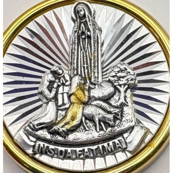 Our Lady Of Fatima Refrigerator Magnet Gold Silver Tone Religious Catholic - Picture 5 of 6